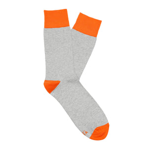 Grey orange contrast plain men's socks 