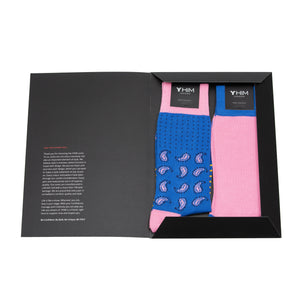 Made in Great Britain Men's Socks - Beautiful Twin Pack Blue Pink